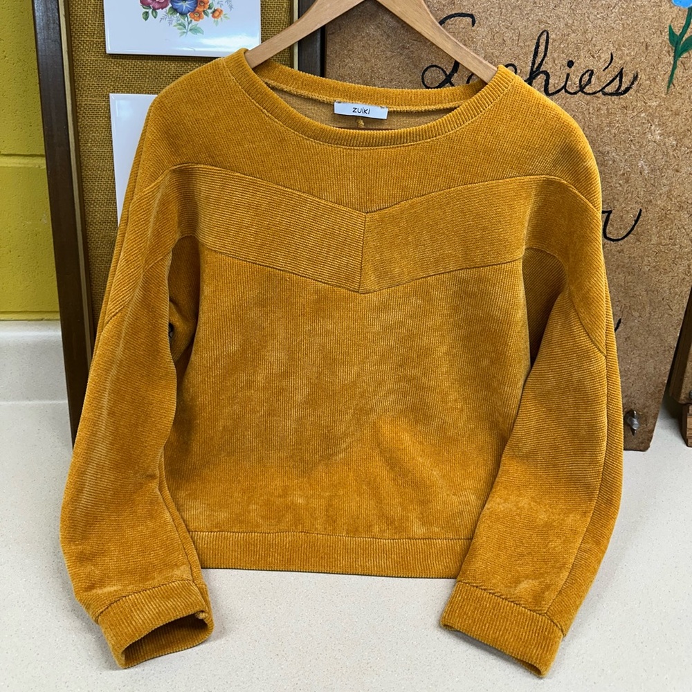 Zara Golden Yellow Crew Neck Medium Sweater No Size Tag